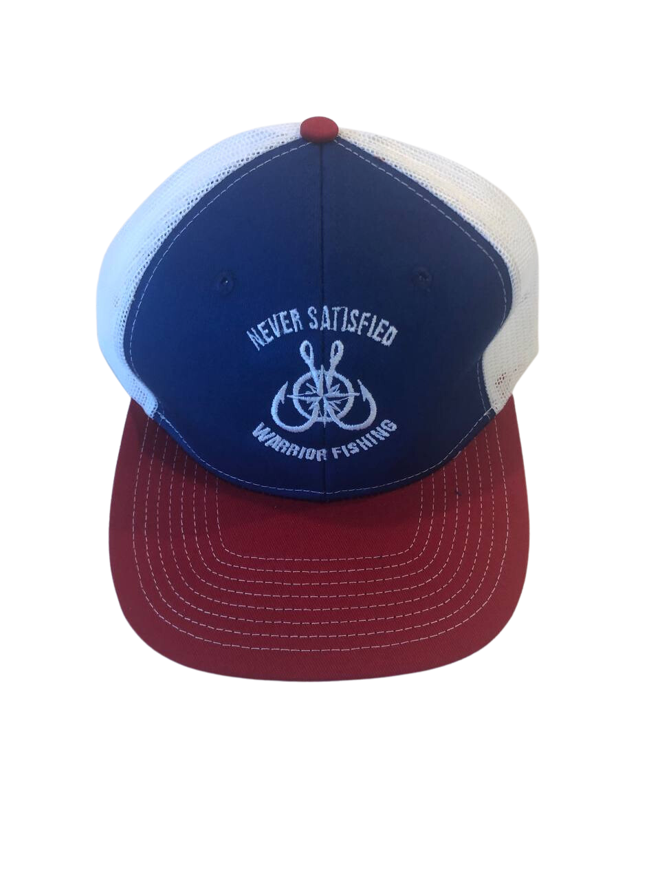 Never Satisfied Warrior Fishing Hat (Red/White/Blue) – Never Satisfied  Outfitters