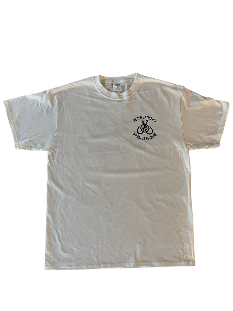 
                  
                    Never Satisfied Warrior Fishing Boat Shirt (White)
                  
                